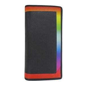 Louis Vuitton Taiga Rainbow Men's Bifold Wallet Portefeuille Plaza Noir M3034...